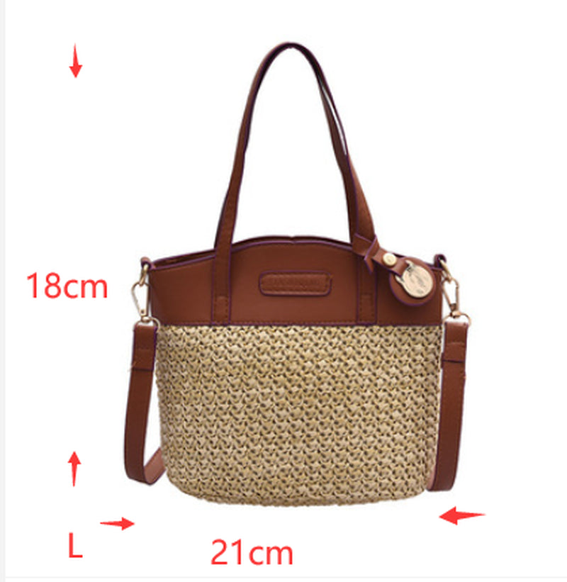 Fashion Straw Bag One-Shoulder Messenger Bag Portable Beach Bag