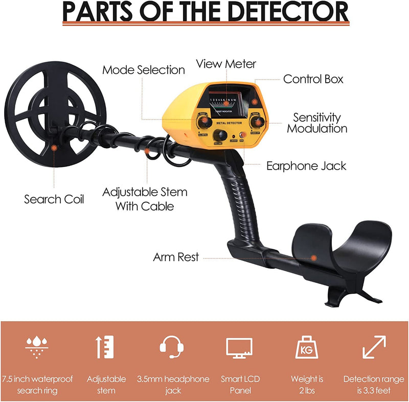 Metal Detector,Rilevatore Di Metalli Impermeabile per Adulti Bambini,Anello Di Ricerca Da 7,5 Pollici,Rilevatore D&