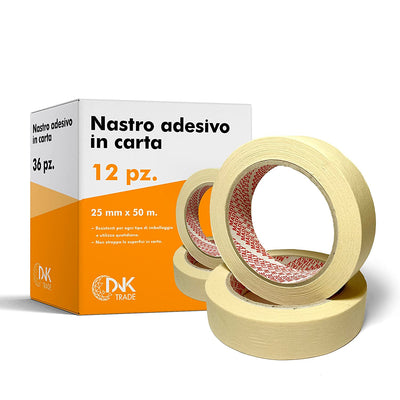 Nastro in Carta 12 Pezzi- Nastro Carta Imbianchino 25X50 Mt - Carta Gommata Professionale per Mascheratura