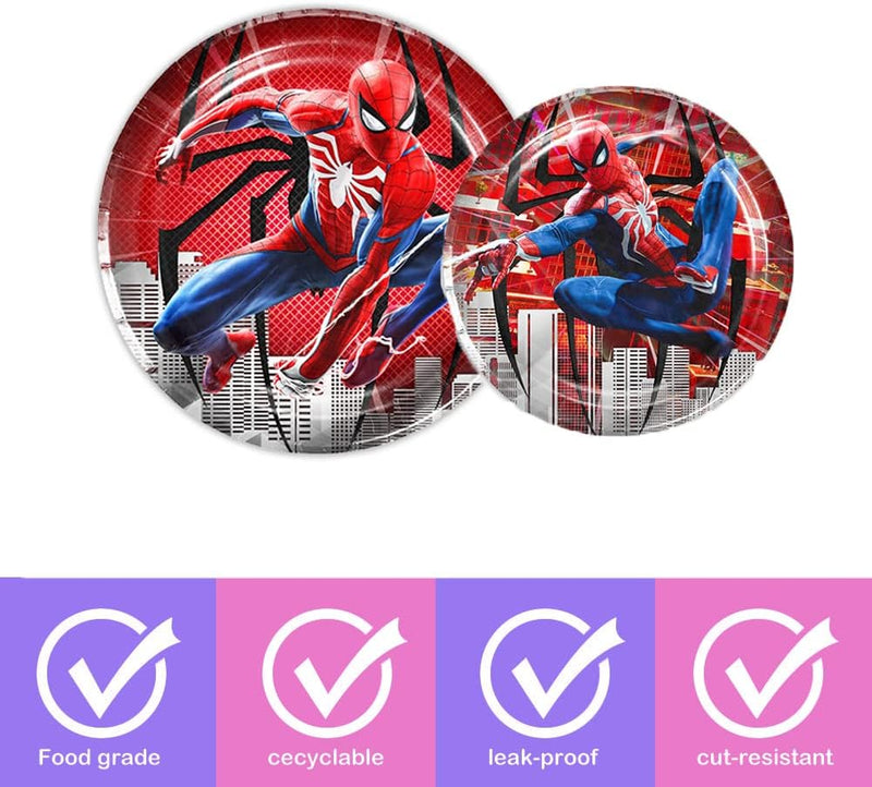 Spiderman - Set Di Piatti Di Carta, 81 Pezzi, Super Eroe, Decorazione Di Compleanno, Bicchieri, Tovaglioli, Tovaglia per 20 Bambini, Compleanno Dei Bambini, Decorazione per Feste