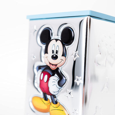 Disney Baby - Salvadanaio Topolino Mickey Mouse Con Lamina Colorata in Argento per Bambini