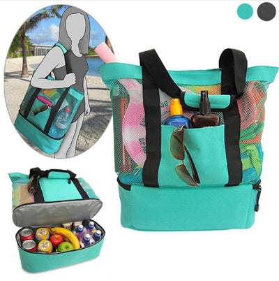 Large Capacity Canvas Single Shoulder Srorage Bag Double Layer Outdoor Travel Picnic Bag Lunch Box with Zipper