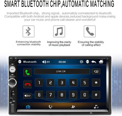 Bluetooth Autoradio 2 DIN 7 Pollici Touch Screen Auto Radio Dulica Schermo per Android/Iso USB SD/TF +Controllo Del Volante +Telecamera Posteriore+Telecomando