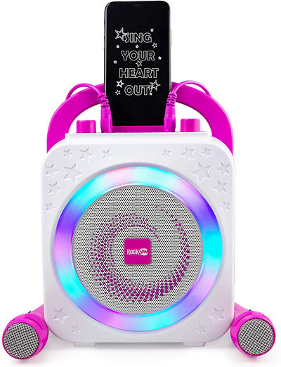 10-Watt Karaoke Bluetooth Karaoke Machine Con Due Microfoni, Effetti Vocali E Luci a LED - Rosa