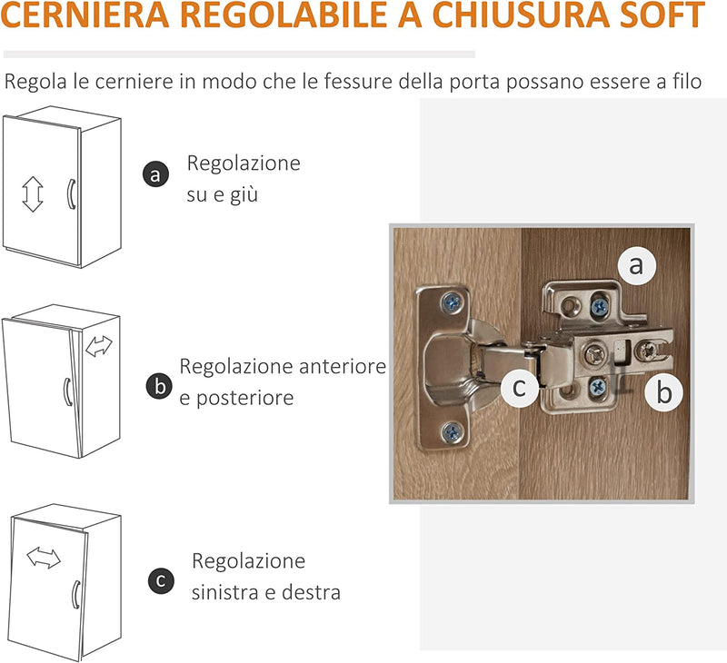 Credenza Moderna Con Armadietto E Cassetto, Mobile Multiuso in Legno per Cucina E Salotto, 80X30X96.5Cm