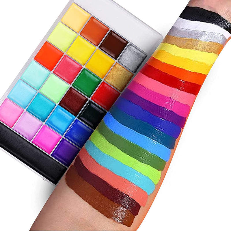 Truccabimbi Kit,Face Paint-26 Colori,Kit per La Pittura Del Viso per Bambini,10 Pennelli Professionali,30 Stencil