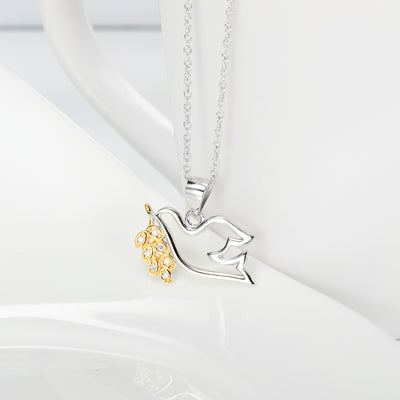 Peace Dove Pendant Gold Plated Necklace Female Micro Inlay