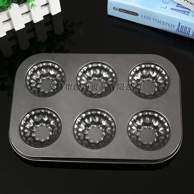 DIY Baking Tools Six Non Stick Coating of High Quality Flat round 6 Cups and 6 Hole Tray Cake Mold