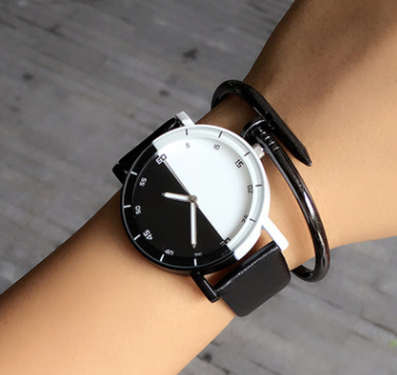 Black and White Mosaic Harajuku Creative Watch Student Table Personality Wild Men and Women Watch Couple Watches