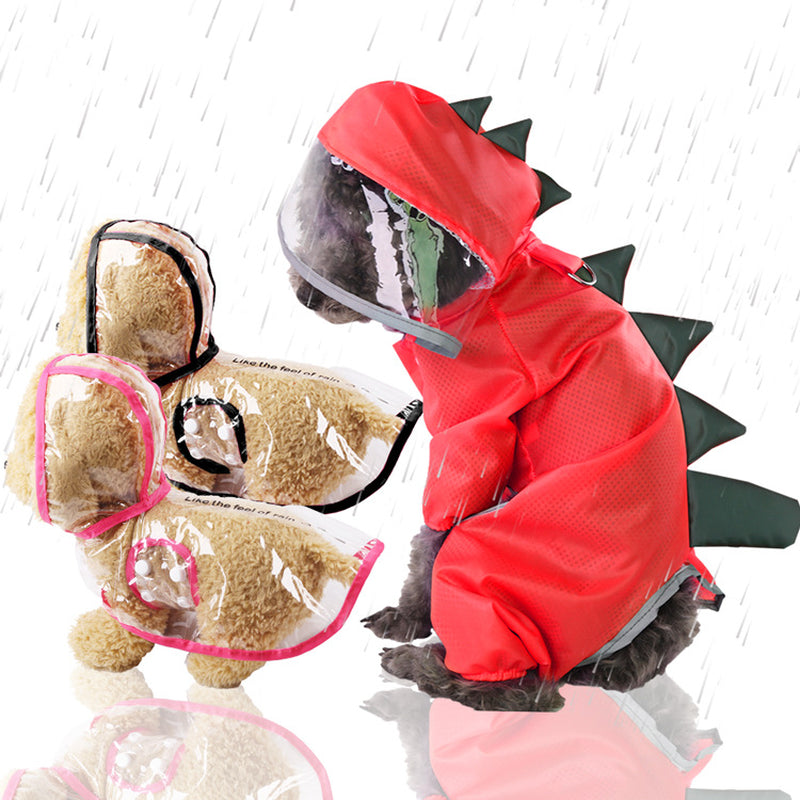 Dog Transparent Dinosaur Four-Legged Raincoat