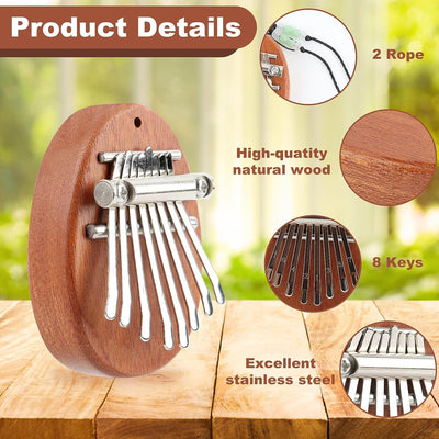 Kalimba, Thumb Piano, Pianoforte Kalimba a 8 Tasti,Mini Pianoforte per Pollice, in Legno Massiccio, Strumenti Musicali Portatili, Con Cordino, per Bambini, Adulti E Principianti