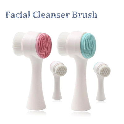 Double-Sided Silicone Skin Care Tool Facial Cleanser Brush Face Cleaning Vibration Facial Massage Washing Product