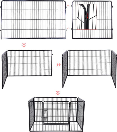 Recinto Recinzione per Cani Cuccioli Roditori Animali Rete Gabbia Di Ferro Nero 4Pz 119 X 77 X 70 Cm PPK74H