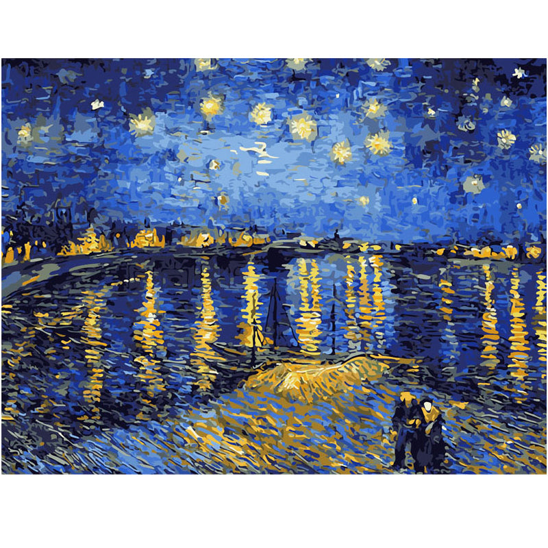 Best Pictures DIY Digital Oil Painting Paint by Numbers Christmas Birthday Unique Gift Van Gogh Starry Sky of the Rhone River