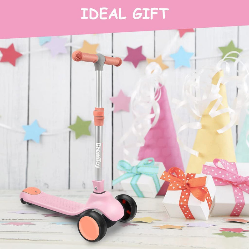 Monopattino per Bambini 2-12 Anni, 4 Regolabili in Altezza, 3 Eleganti Ruote LED, Monopattino Pieghevole, Carico Massimo 50 Kg, Regalo per Bambini