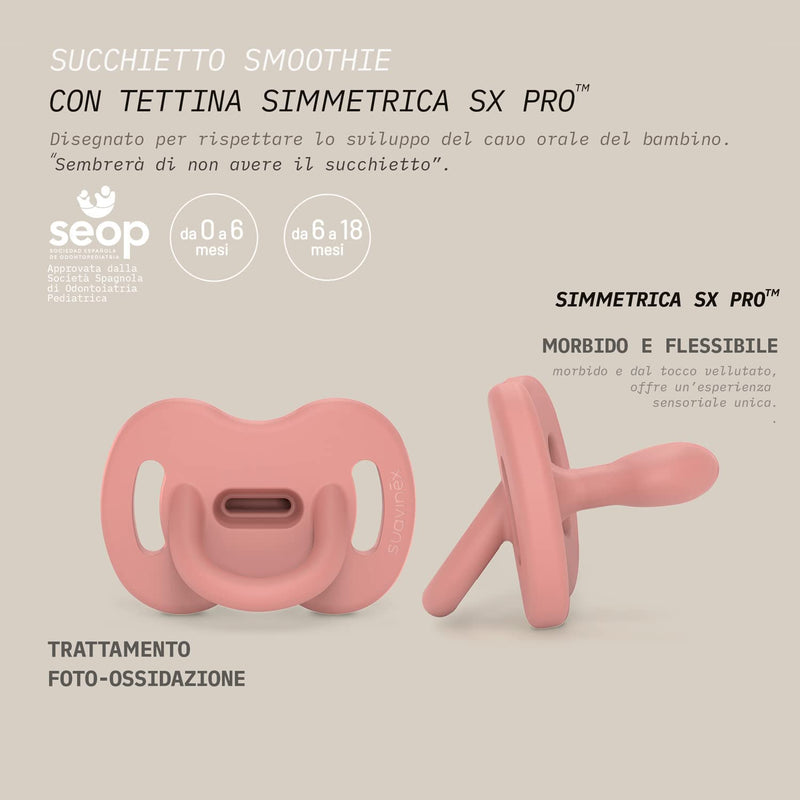 , Ciuccio Tutto in Silicone, per Bambini 0/6 Mesi, Ciuccio Con Tettarella Simmetrica Sx Pro, Super Morbido E Flessibile, Ideale per Dormire, Color Essence, Acqua