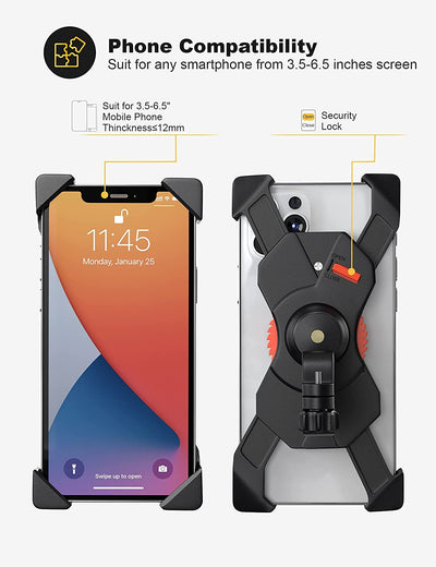 Supporto Telefono Bicicletta Universale Motociclo Manubrio Supporto Cellulare per Monopattino Elettrico Con 360 Rotazione per 3,5-6,5 Pollici Smartphone