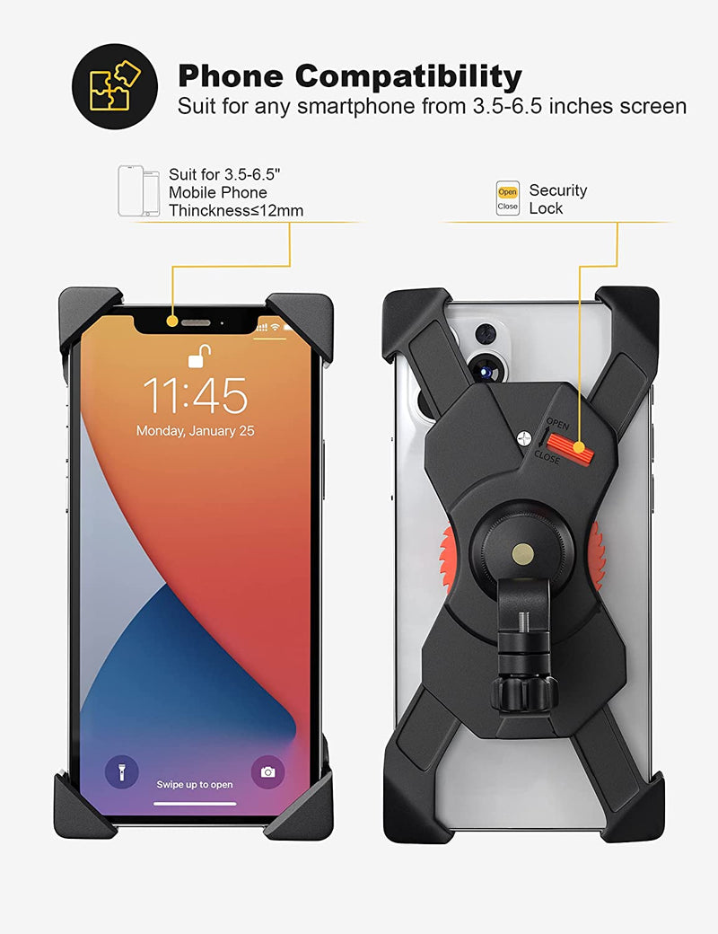 Supporto Telefono Bicicletta Universale Motociclo Manubrio Supporto Cellulare per Monopattino Elettrico Con 360 Rotazione per 3,5-6,5 Pollici Smartphone