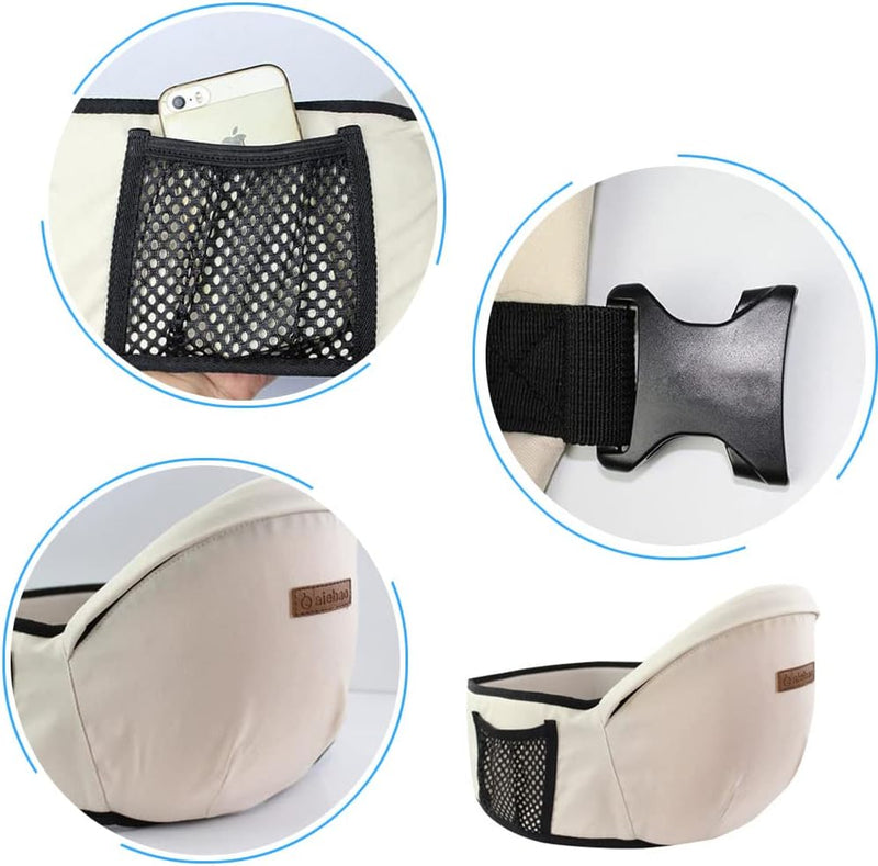 Cintura Porta Bebè, Neonato Marsupio Hipseat, Baby Carrier Ergonomico, Hipseat Marsupio, Ergonomico Neonati Marsupio, per Bambini Di Età Compresa Tra 3 E 36 Mesi (Bianco Sporco)