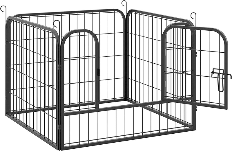 Recinto per Cani Pieghevole per Interno Ed Esterno, Porta Con Catenaccio E Picchetti Di Fissaggio, 82X82X60Cm Grigio Scuro