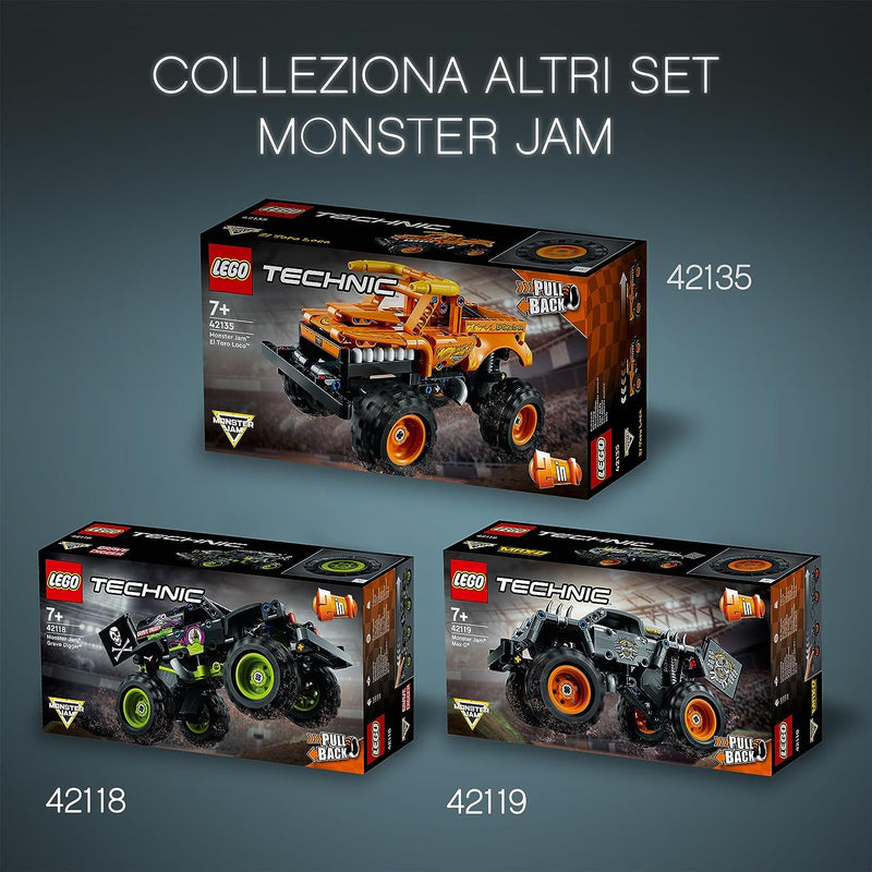 42134 Technic Monster Jam Megalodon 2 in 1, Da Monster Truck Camion Giocattolo a Macchina Low Racer Lusca, Idea Regalo per Bambini, Bambine, Ragazzi E Ragazze Da 7 Anni