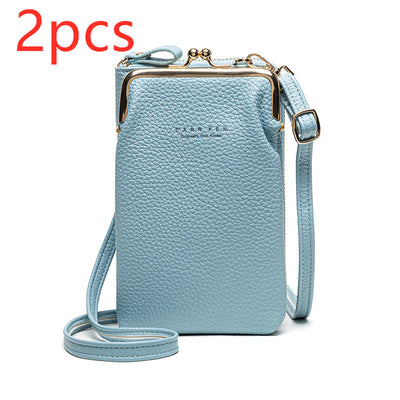 Fashion Lychee Pattern Solid Color Diagonal Shoulder Bag