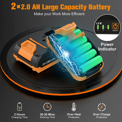 Mini Motosega a Batteria 6 Pollici, Motosega Elettrica Brushless Con 2 Batteries 2.0Ah, 2 Catene, 10M/S Velocità Della Catena Sega a Batteria per Rami D'Albero, Cortile, Casa E Giardino