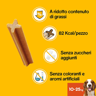 Dentastix Snack per La Igiene Orale, Cane Medio 10-25 Kg Confezione Scorta, 56 Bastoncini - 8 X 180 Gr