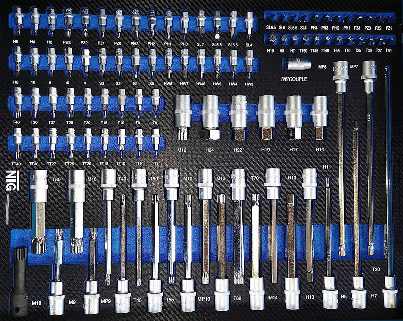 Carrello Portautensili Da Officina, Cassetta Degli Attrezzi + Attrezzi, 247 Pezzi, Con Inserti in Schiuma Con 7 Cassetti Di Cui 6 Con Utensili, Cassetti Riempiti Con Inserti Morbidi in Effetto