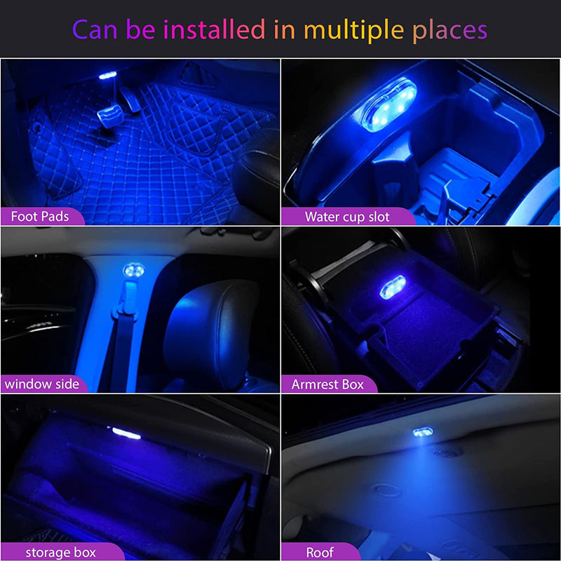 2 Pezzi Luci Led Interne per RGB Auto, Luce Touch a Led 7 Colori Regolabile Ricaricabile Usb Led Auto Senza Fili Accessori per Auto Illuminazione Ambientale Interna