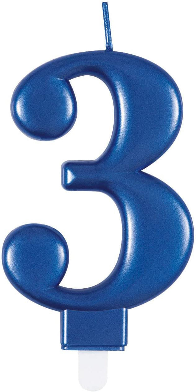 - Candela Di Compleanno Metallizzato-Numero 3-Blu, Blue, 7 Centimeters, 19613