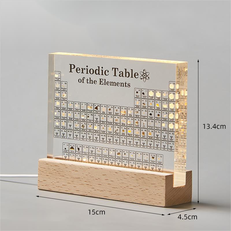 Acrylic Periodic Table of Elements with Real Samples with the Light Base Ornament School Teaching Display Chemical Real Element