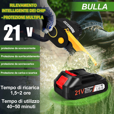 Motosega a Batteria, 6 Pollici Mini Motosega a Batteria Portatile per Potatura Con Caricatore, 2 Batterie E 2 Catene, Motosega Elettrica per Il Giardinaggio