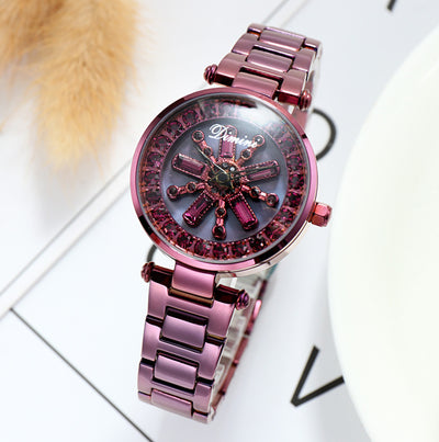 Time to Run Rhinestone Steel Belt Fashion Trend Student Fashion Watch Watch Female