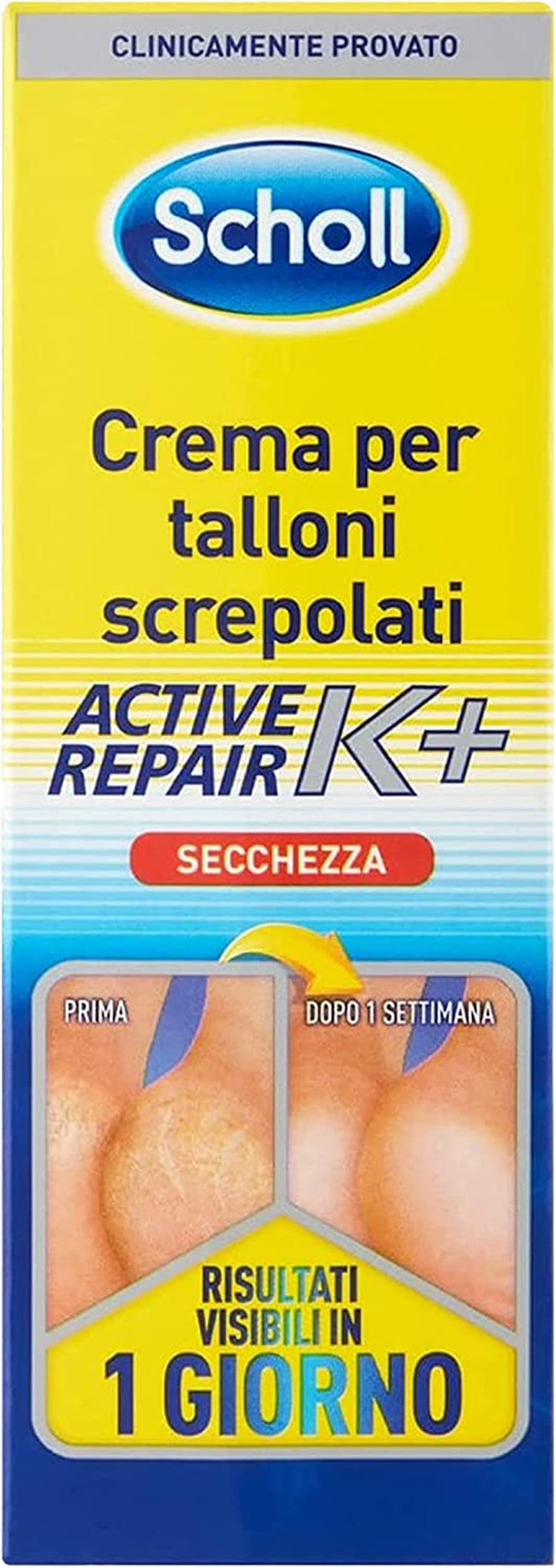 Crema per Talloni Screpolati Active Repair K+, Crema Idratante per Talloni Con Cheratina, Assorbimento Rapido Ed Effetto Duraturo, Ideale per Uso Quotidiano, 60Ml