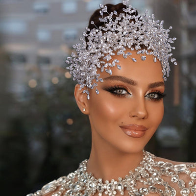 2021 New Heavy Handmade Rhinestone Ice and Snow Queen Wedding Crown