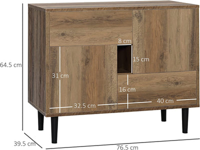 Mobile Da Salotto E Soggiorno in Legno Con Cassetti E Armadietti, Credenza Moderna in Stile Nordico, 76.5X39.5X64.5Cm