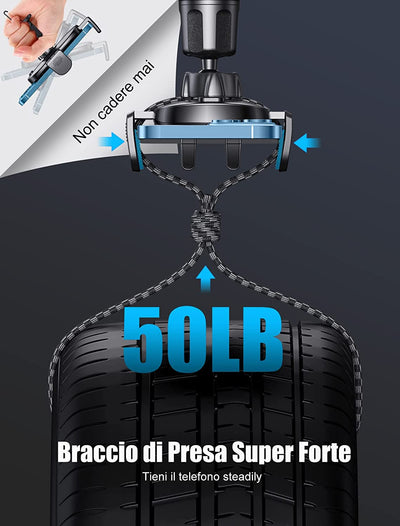 Porta Cellulare Auto [2023 Gancio Aggiornato], 360° Di Rotazione Supporto Cellulare Auto Bocchette Dell'Aria, Porta Telefono Auto Compatibile Con Iphone 14 PRO Max E Altro 4-7” Smartphone