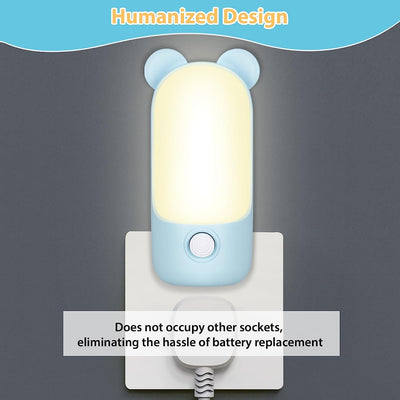 Luce Notturna per Bambini, Luce Notturna Da Presa LED a Forma Di Orso Con 2 Modalità, Lampada Da Parete Luce Notte Bambini Decor Camera Da Letto Neonato, Scale, Corridoio (Blu)