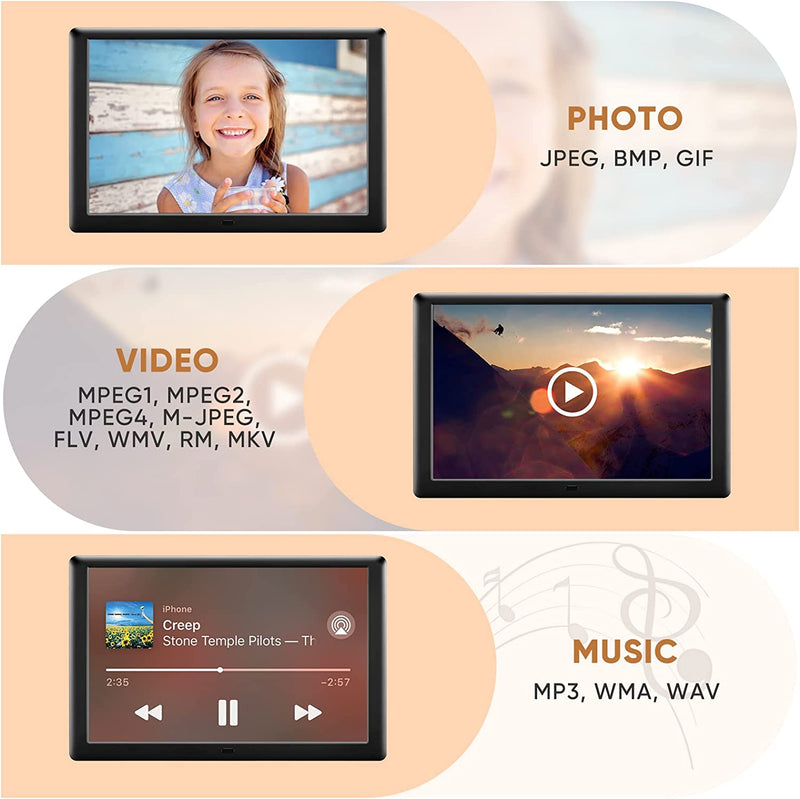 Cornice per Foto Digitali Cornice Digitale Con Telecomando Da 10 Pollici Lettore Di Foto/Musica/Video Ad Alta Risoluzione 1280 * 800 Lettore Fotografico Elettronico Con Display IPS Completo