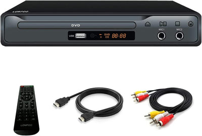 Lettore DVD per TV, LP-077 Lettore CD DVD Con Uscita Scart E Uscita HDMI E AV, Porta MIC, Ingresso USB, Design Della Custodia in Metallo (Cavo HDMI E AV Incluso)