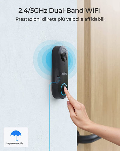 Videocitofono Campanello Wifi + Chime Kit, 5MP Video Doorbell Wifi 2,4/5 Ghz, Rilevamento/Avviso Intelligente Di Umana, Audio Bidirezionale, Visione Notturna a Infrarossi, Supporta Sd/Cloud