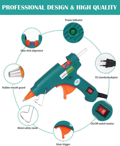 Pistola per Colla a Caldo,  20W Pistola per Colla Con 75 Stick Colla a Caldo, Pistole per Colla a Caldo per Arte DIY a Scuola Riscaldamento Rapido per Hobby, Artigianato