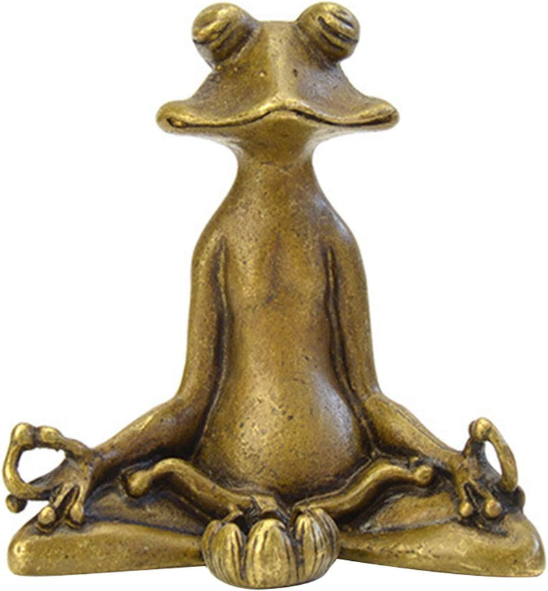 Statua Di Rana Da Meditazione, Figura Di Rana Buddista in Meditazione in Ottone Tradizionale Cinese per Ornamento Da Tavolo Decorazione Feng Shui