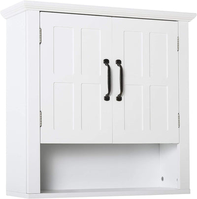 Armadietto 2 Ripiani Montabile a Parete Da Parete Cucina Bagno Legno 60X19,8X58Cm Bianco