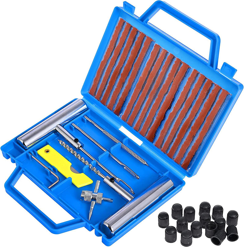 32Pcs Kit per Riparazione Pneumatici, Moto Kit Ripara Pneumatici Gomme Professional Kit Di Riparazione per Copertone Tubeless per La Riparazione Di Forature