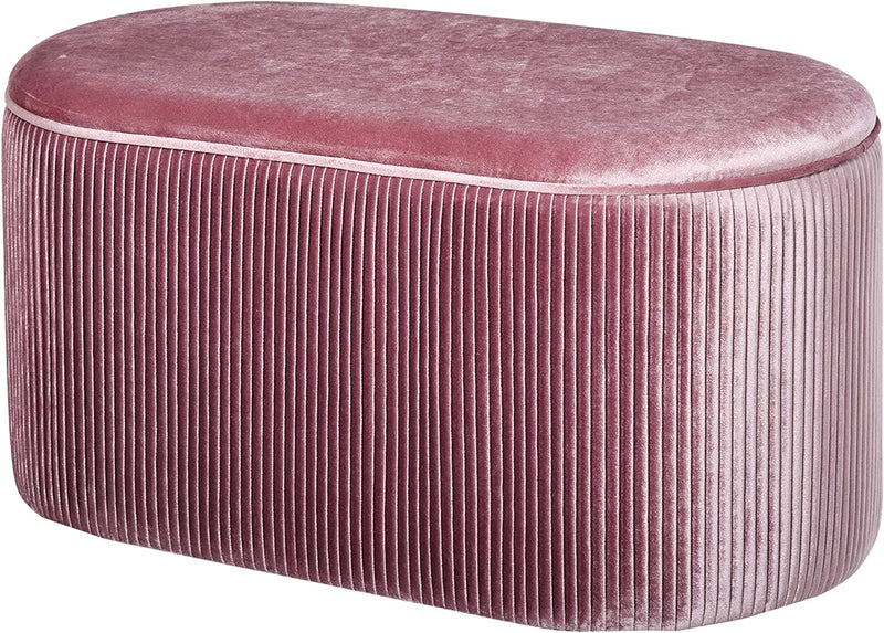 Pouf Panca Contenitore in Velluto Stile Moderno, Panca Imbottita per Camera Da Letto, Soggiorno E Ingresso, Rosa, 81X40X41Cm