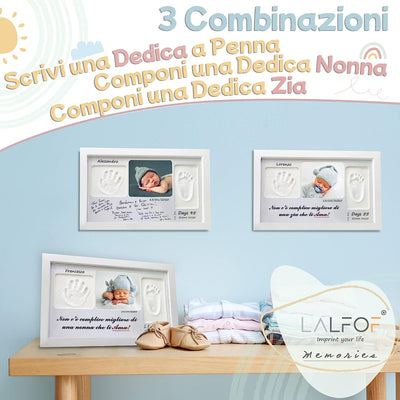 Cornice Impronte Neonato 7In1 Con Nome E Porta Bracciali. Kit Impronta Mani E Piedi Personalizzabile. Idea Regalo Bimba, Lista Nascita Bebè, Battesimo