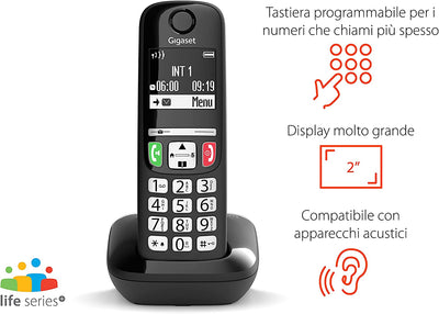 E275 Il Nuovo Telefono Cordless Dai Tasti Grandi, Numeri Grandi E Suonerie Forti. Nero, Italia