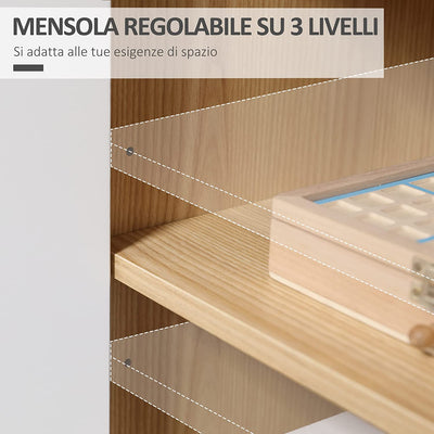 Mobiletto Multiuso Moderno in Truciolato E Legno Di Pino Con Ripiano Interno Regolabile Su 3 Livelli, Mobile per Ingresso Soggiorno Cucina E Bagno, 77X35X77.5 Cm